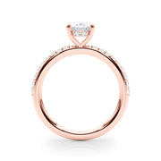 Timeless Hidden Halo Oval Single Row Oval Diamond Engagement Ring in 10K/14K gold and platinum with certified lab-grown or natural diamonds