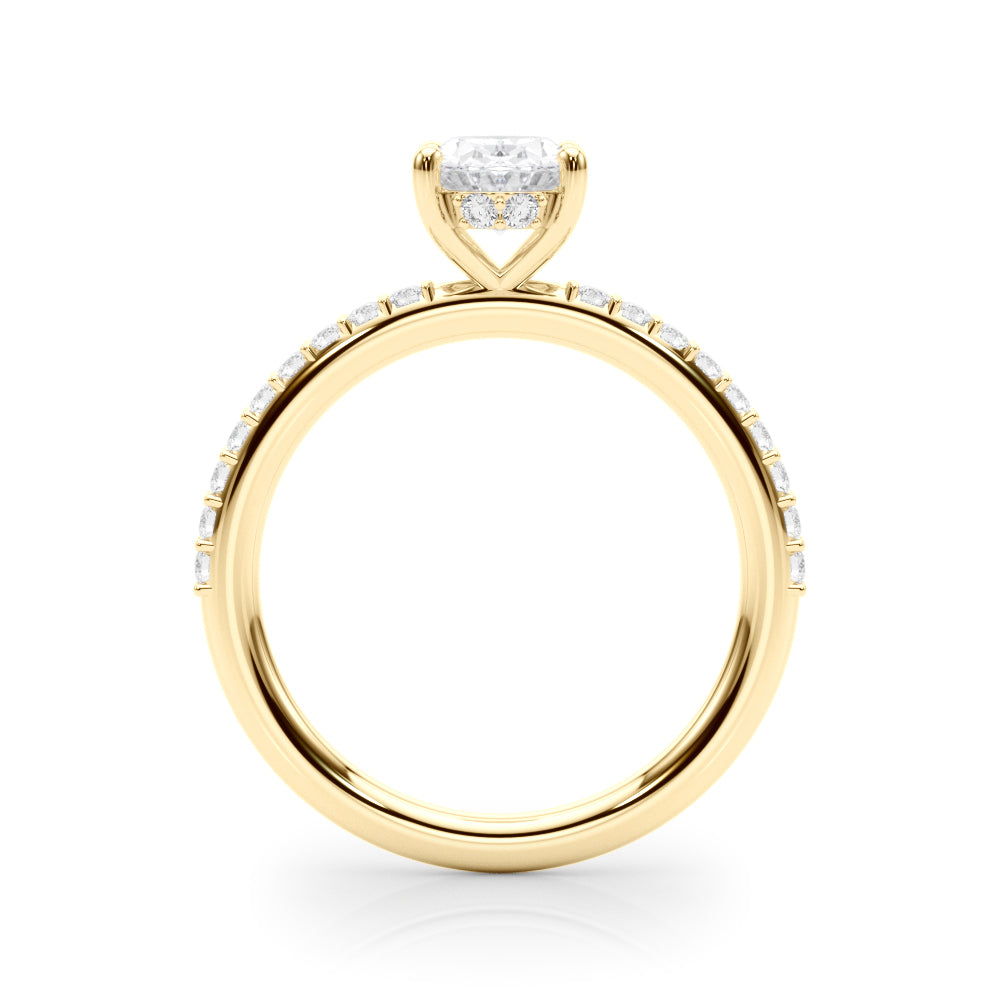 Timeless Hidden Halo Oval Single Row Oval Diamond Engagement Ring in 10K/14K gold and platinum with certified lab-grown or natural diamonds