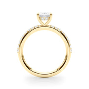 Timeless Hidden Halo Oval Single Row Oval Diamond Engagement Ring in 10K/14K gold and platinum with certified lab-grown or natural diamonds
