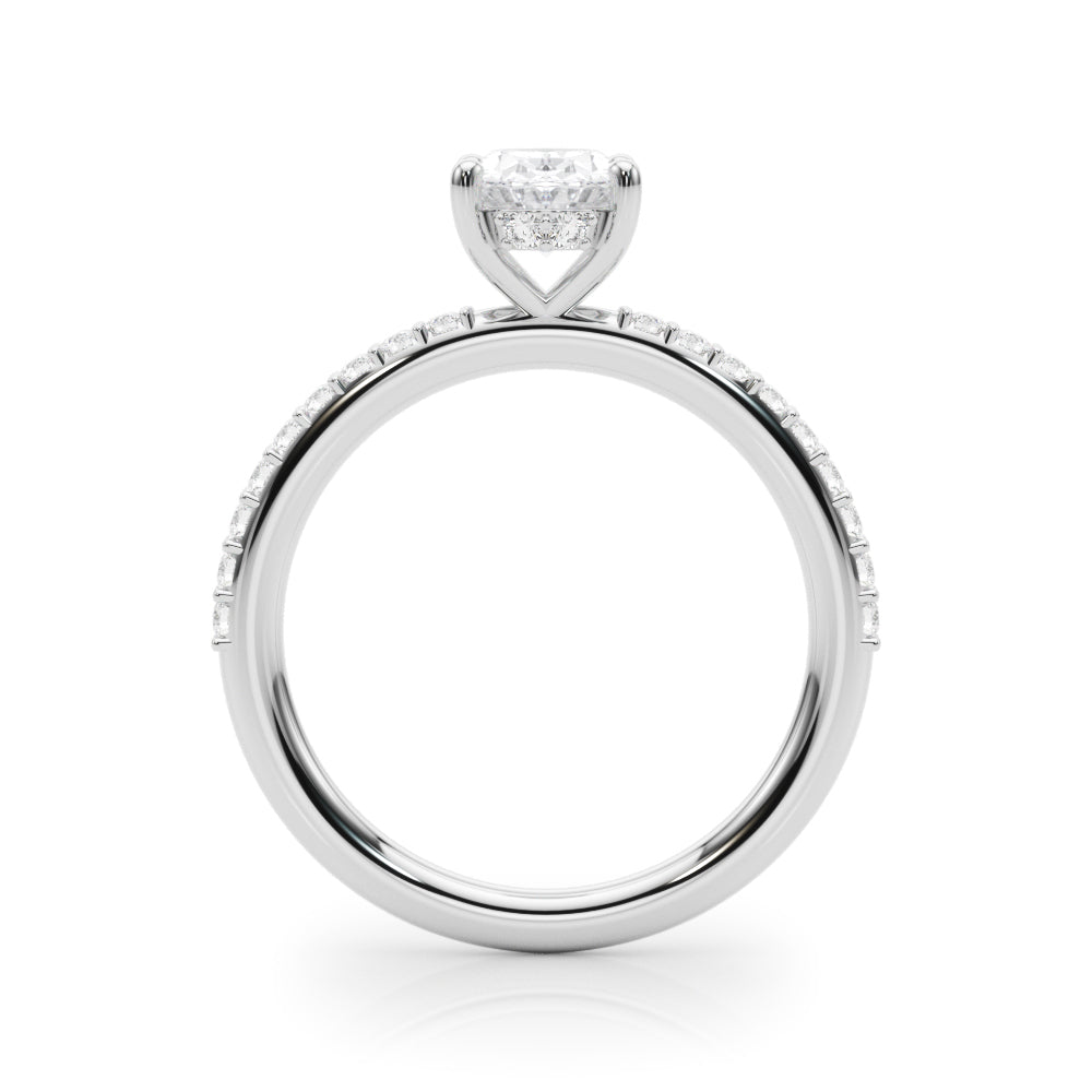 Timeless Hidden Halo Oval Single Row Oval Diamond Engagement Ring in 10K/14K gold and platinum with certified lab-grown or natural diamonds