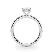 Timeless Hidden Halo Oval Single Row Oval Diamond Engagement Ring in 10K/14K gold and platinum with certified lab-grown or natural diamonds
