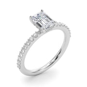 Elegant Hidden Halo Ec Single Row Shared Pr Emerald Diamond Engagement Ring in 10K/14K gold and platinum with certified lab-grown or natural diamonds