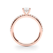 Elegant Hidden Halo Ec Single Row Shared Pr Emerald Diamond Engagement Ring in 10K/14K gold and platinum with certified lab-grown or natural diamonds