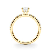 Elegant Hidden Halo Ec Single Row Shared Pr Emerald Diamond Engagement Ring in 10K/14K gold and platinum with certified lab-grown or natural diamonds