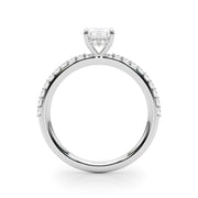 Elegant Hidden Halo Ec Single Row Shared Pr Emerald Diamond Engagement Ring in 10K/14K gold and platinum with certified lab-grown or natural diamonds