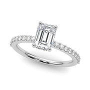 Elegant Hidden Halo Ec Single Row Shared Pr Emerald Diamond Engagement Ring in 10K/14K gold and platinum with certified lab-grown or natural diamonds