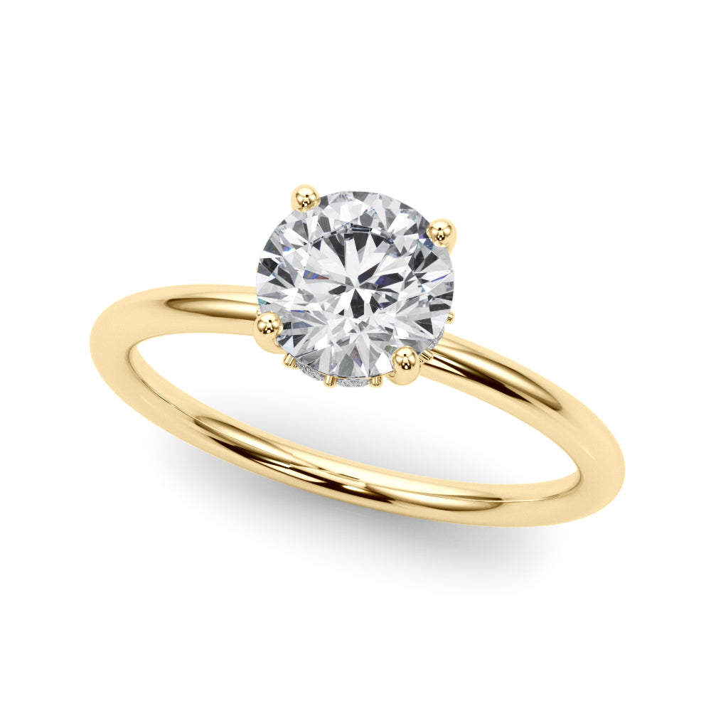 Vintage-Inspired Hidden Halo Rd Engagement Ring Round Diamond Engagement Ring in 10K/14K gold and platinum with certified lab-grown or natural diamonds
