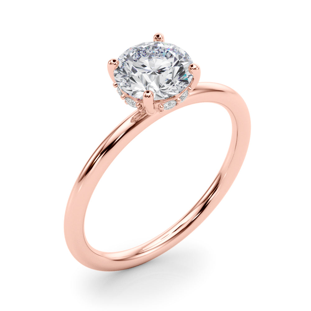 Vintage-Inspired Hidden Halo Rd Engagement Ring Round Diamond Engagement Ring in 10K/14K gold and platinum with certified lab-grown or natural diamonds