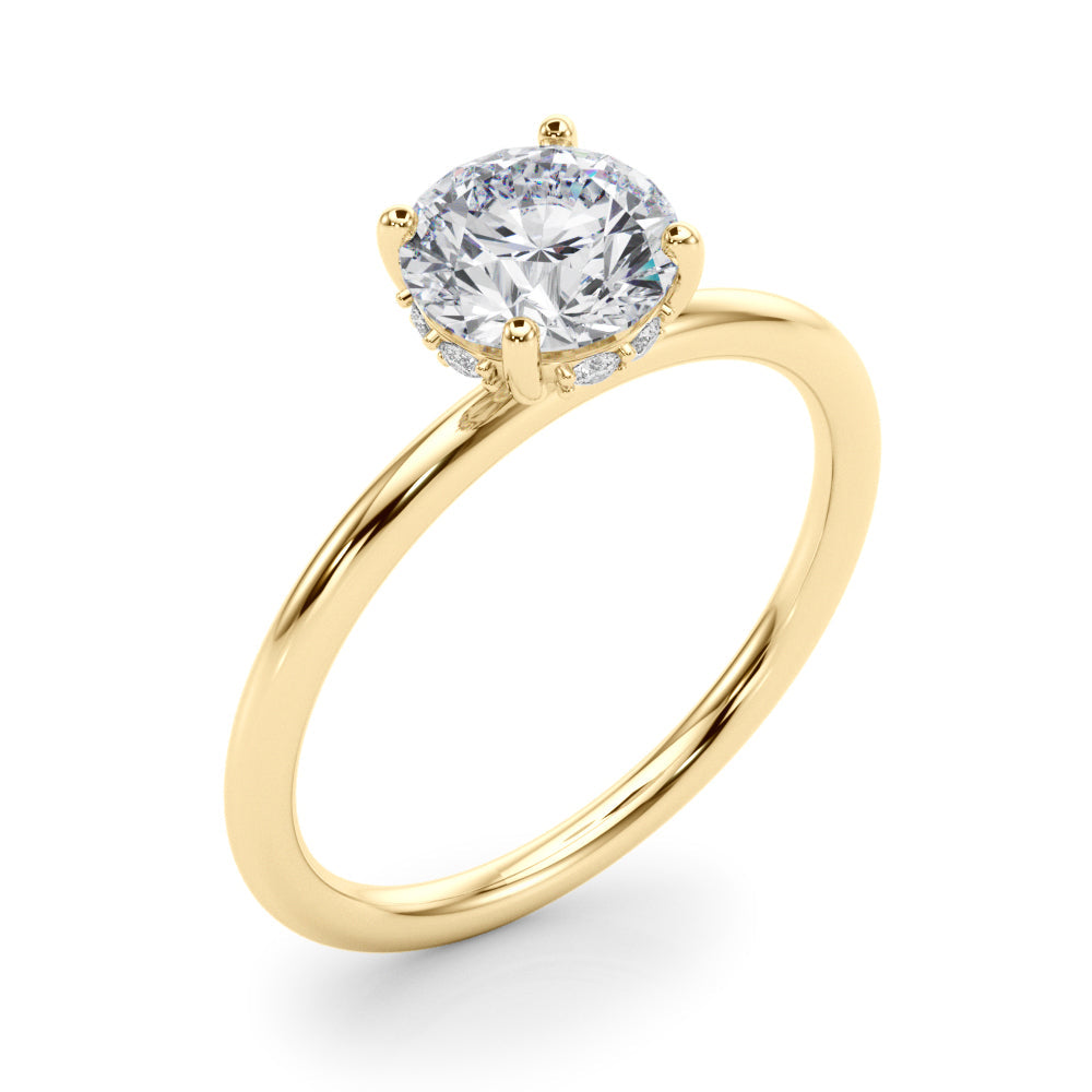 Vintage-Inspired Hidden Halo Rd Engagement Ring Round Diamond Engagement Ring in 10K/14K gold and platinum with certified lab-grown or natural diamonds