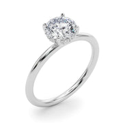 Vintage-Inspired Hidden Halo Rd Engagement Ring Round Diamond Engagement Ring in 10K/14K gold and platinum with certified lab-grown or natural diamonds