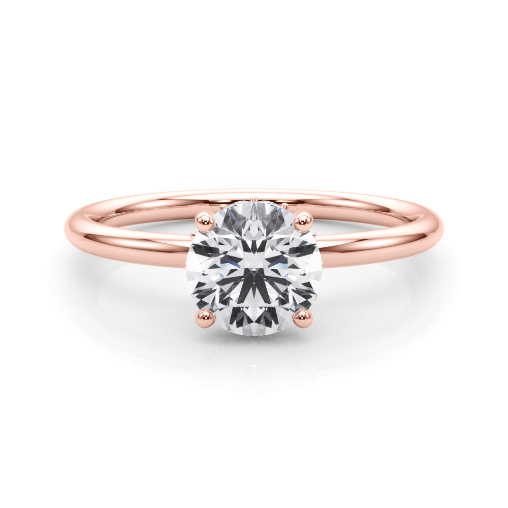 Vintage-Inspired Hidden Halo Rd Engagement Ring Round Diamond Engagement Ring in 10K/14K gold and platinum with certified lab-grown or natural diamonds