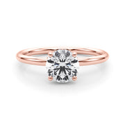 Vintage-Inspired Hidden Halo Rd Engagement Ring Round Diamond Engagement Ring in 10K/14K gold and platinum with certified lab-grown or natural diamonds