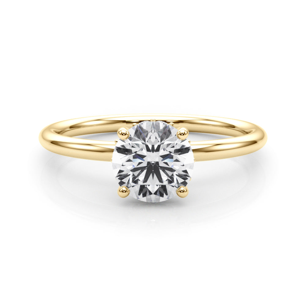 Vintage-Inspired Hidden Halo Rd Engagement Ring Round Diamond Engagement Ring in 10K/14K gold and platinum with certified lab-grown or natural diamonds