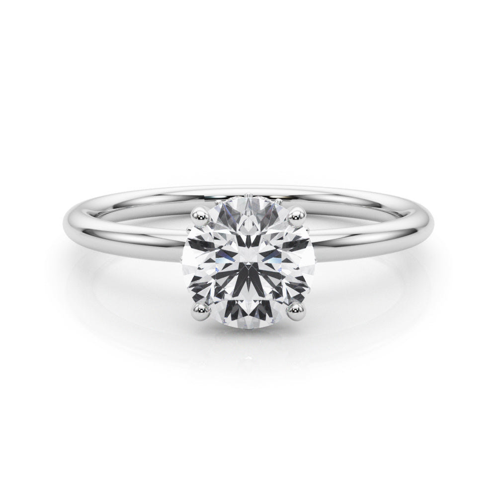 Vintage-Inspired Hidden Halo Rd Engagement Ring Round Diamond Engagement Ring in 10K/14K gold and platinum with certified lab-grown or natural diamonds