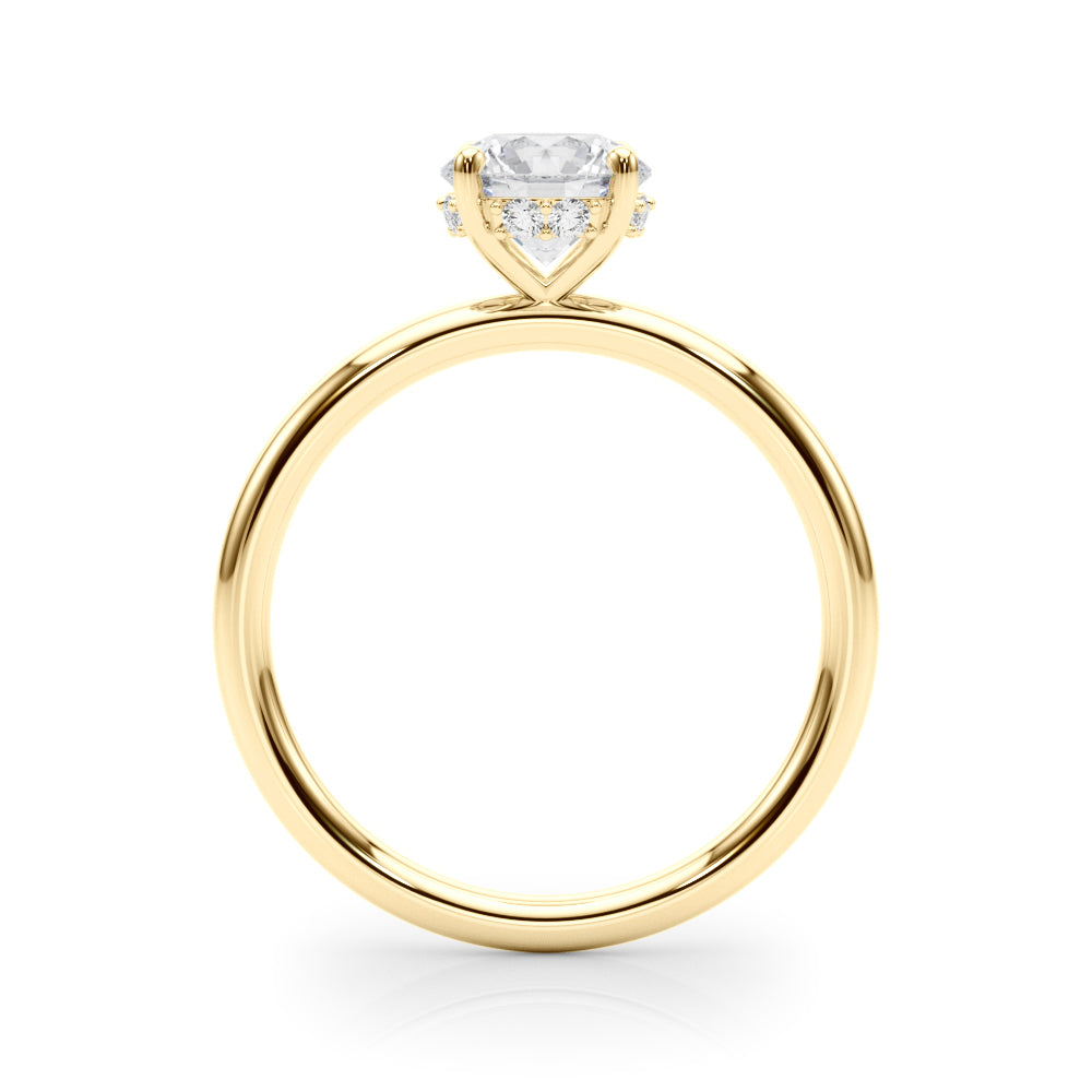 Vintage-Inspired Hidden Halo Rd Engagement Ring Round Diamond Engagement Ring in 10K/14K gold and platinum with certified lab-grown or natural diamonds