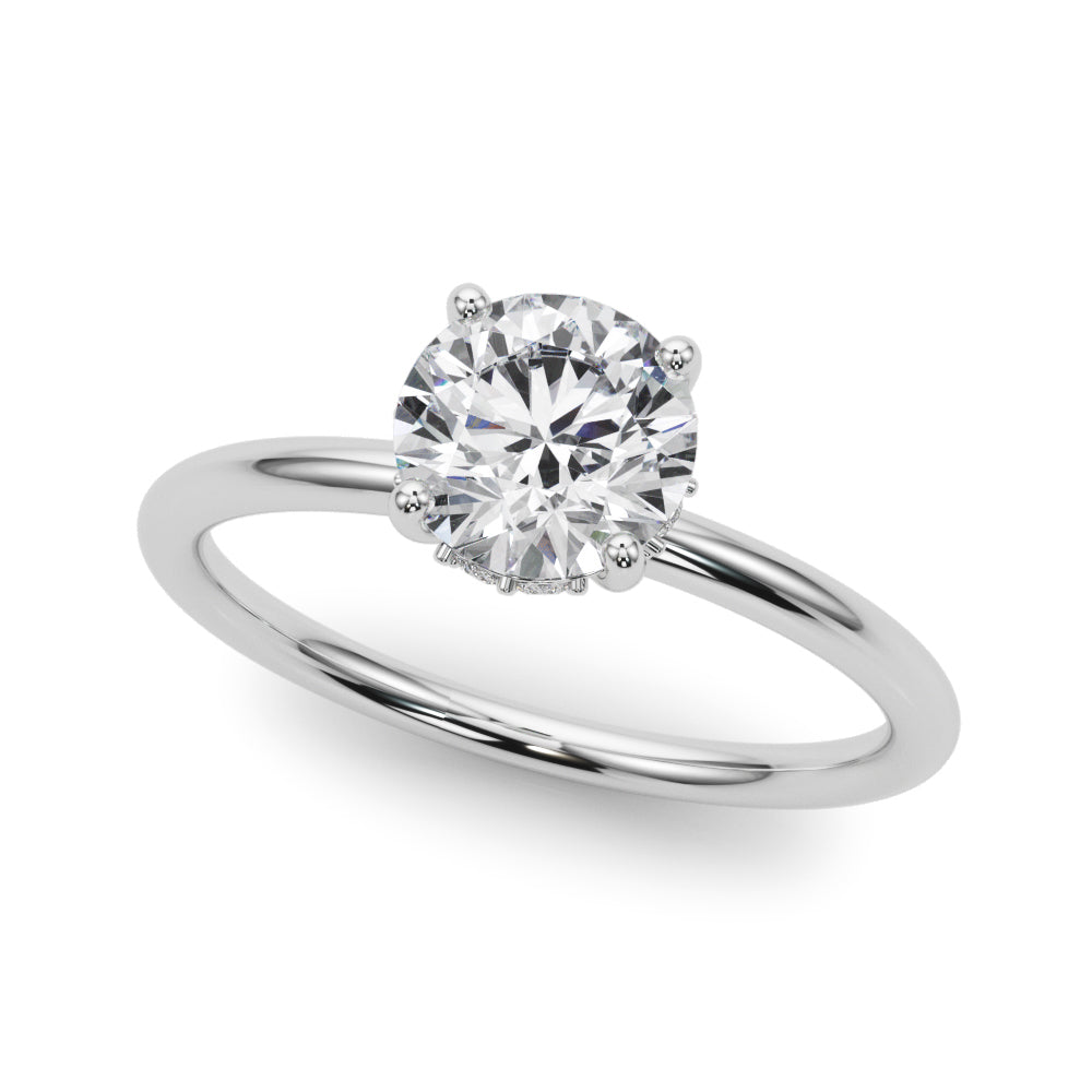 Vintage-Inspired Hidden Halo Rd Engagement Ring Round Diamond Engagement Ring in 10K/14K gold and platinum with certified lab-grown or natural diamonds
