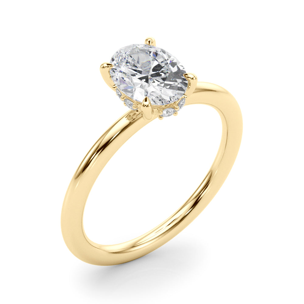 Heirloom Hidden Halo Oval Engagement Ring Oval Diamond Engagement Ring in 10K/14K gold and platinum with certified lab-grown or natural diamonds