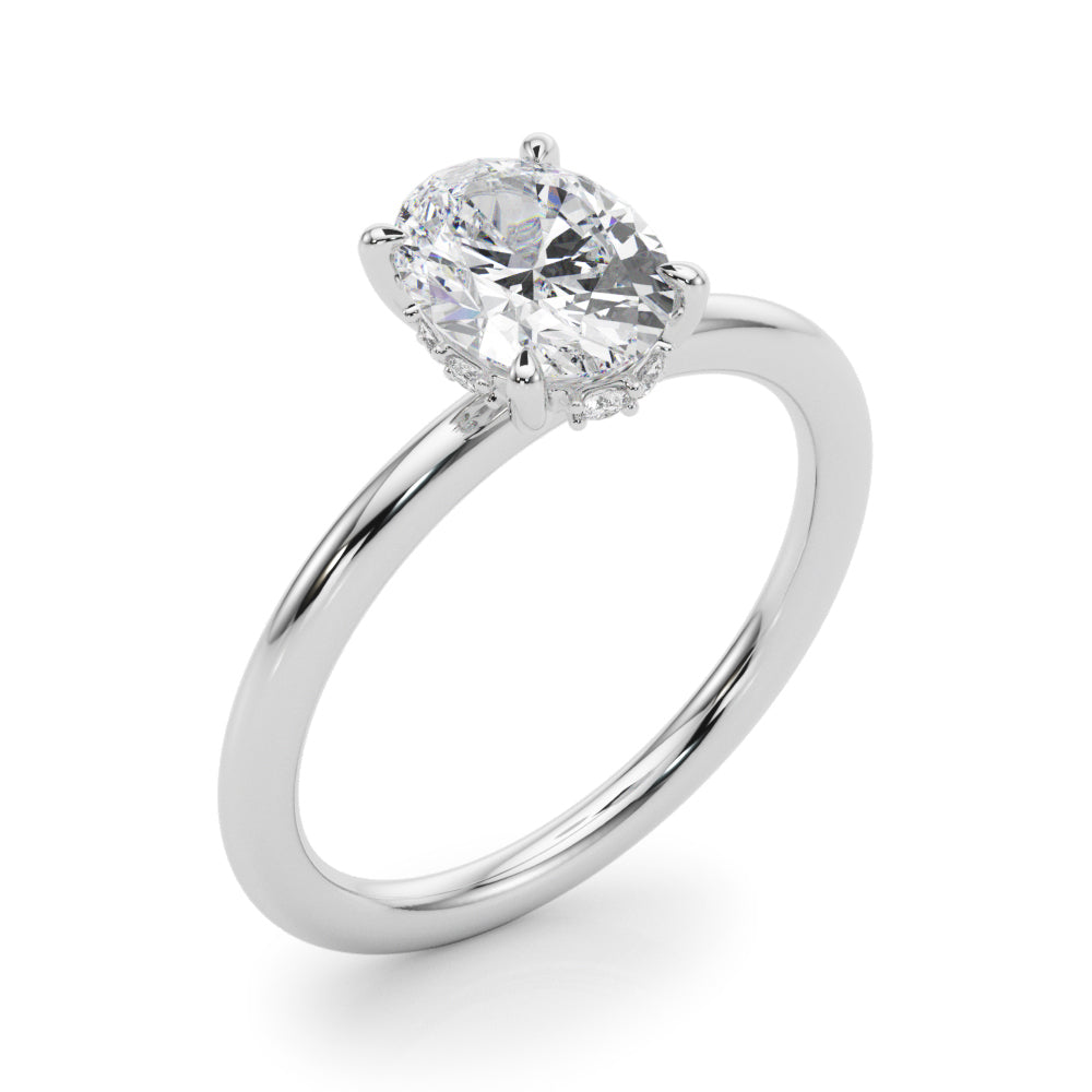 Heirloom Hidden Halo Oval Engagement Ring Oval Diamond Engagement Ring in 10K/14K gold and platinum with certified lab-grown or natural diamonds