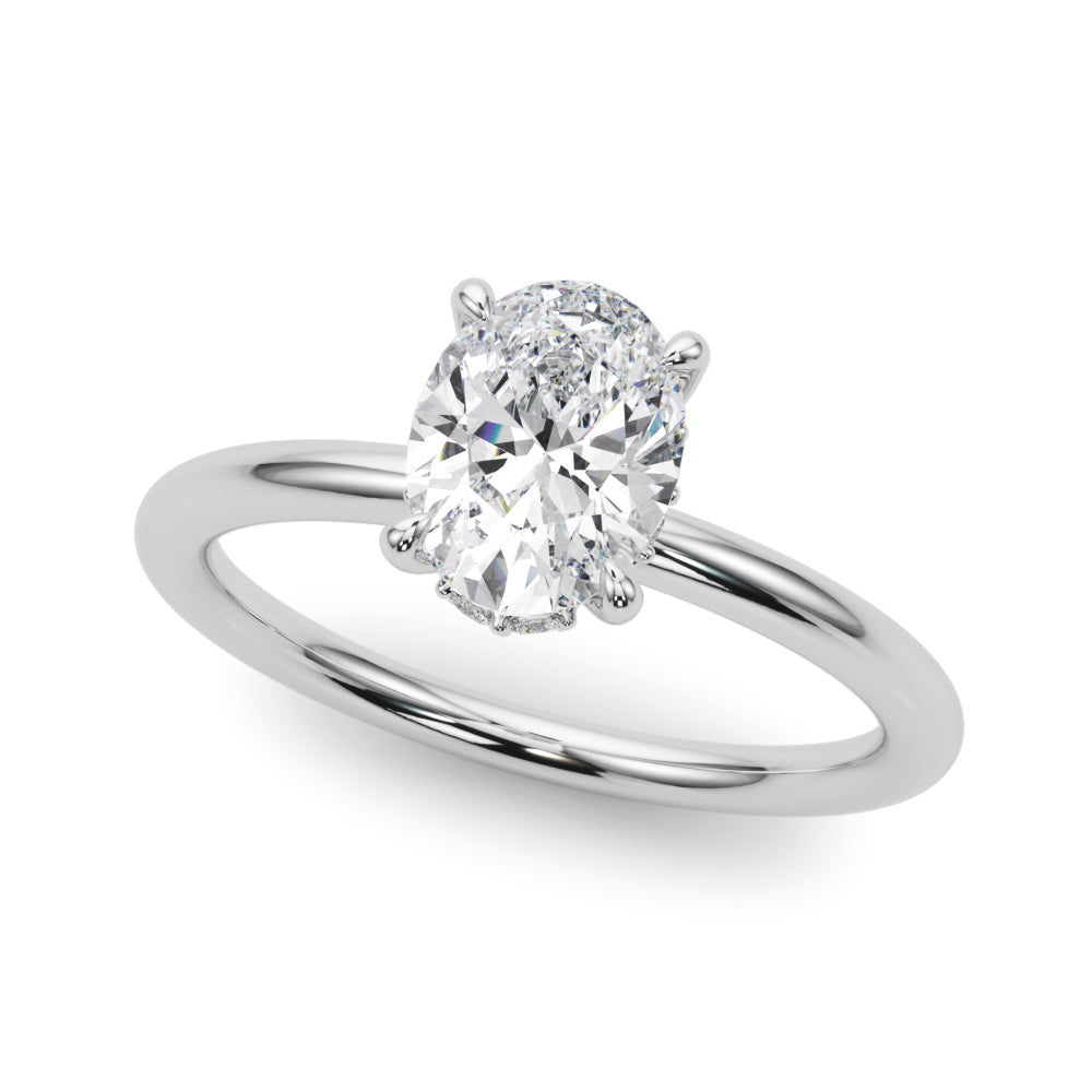 Heirloom Hidden Halo Oval Engagement Ring Oval Diamond Engagement Ring in 10K/14K gold and platinum with certified lab-grown or natural diamonds