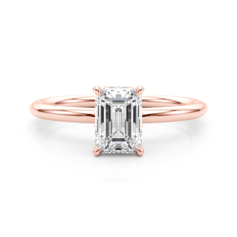 Luxe Hidden Halo Ec Engagement Ring Emerald Diamond Engagement Ring in 10K/14K gold and platinum with certified lab-grown or natural diamonds