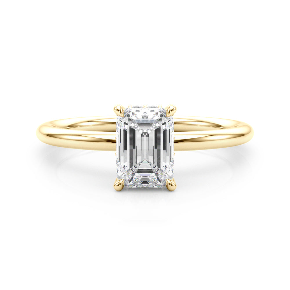 Luxe Hidden Halo Ec Engagement Ring Emerald Diamond Engagement Ring in 10K/14K gold and platinum with certified lab-grown or natural diamonds