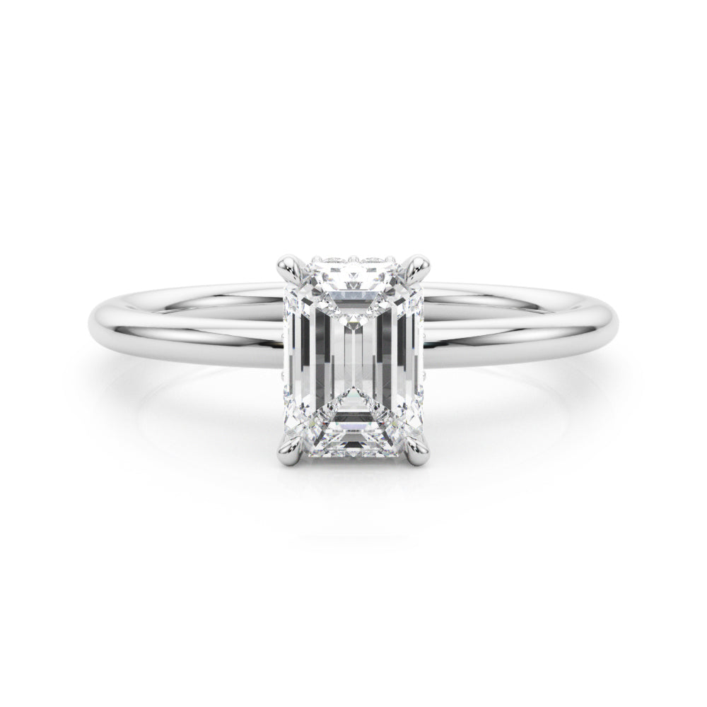 Luxe Hidden Halo Ec Engagement Ring Emerald Diamond Engagement Ring in 10K/14K gold and platinum with certified lab-grown or natural diamonds