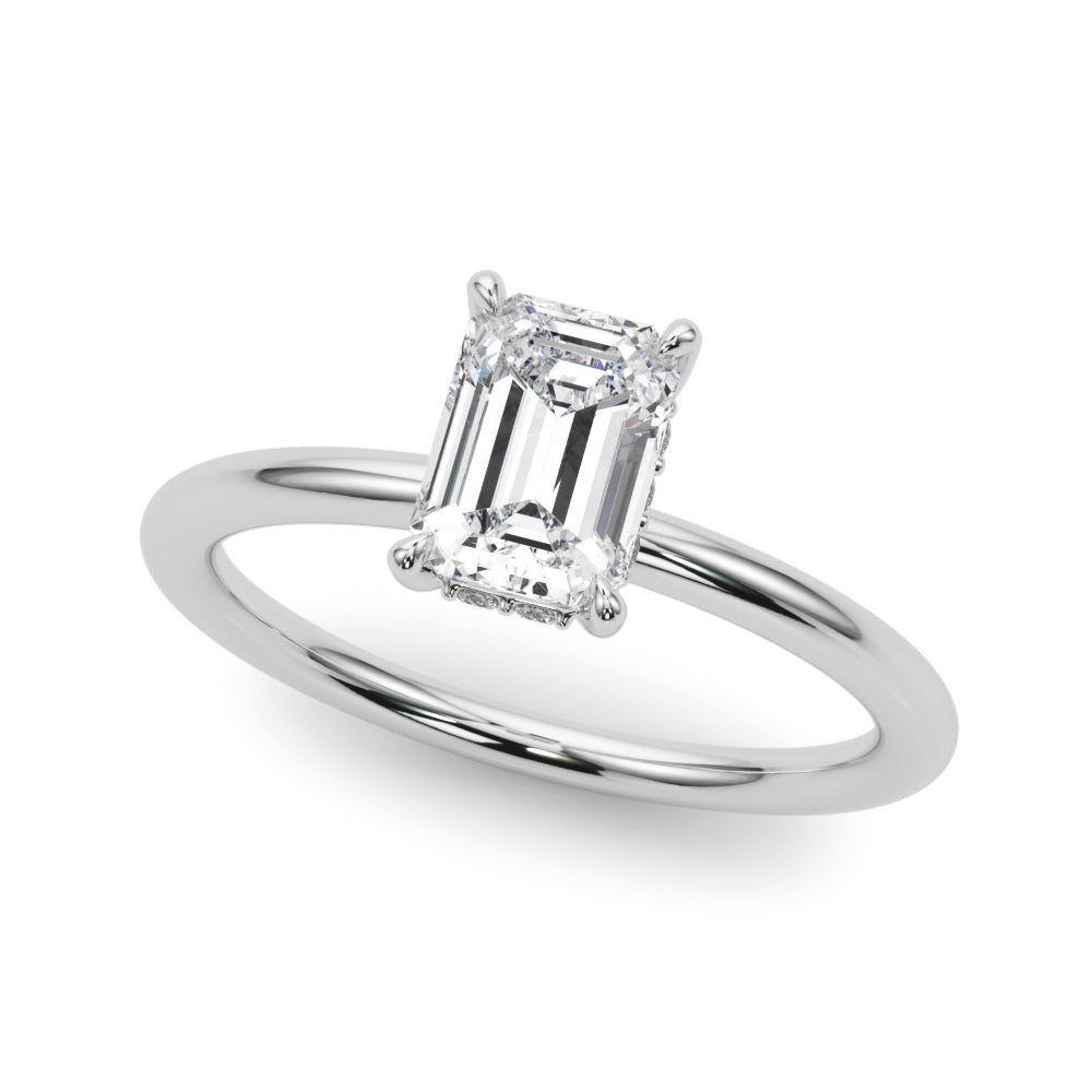 Luxe Hidden Halo Ec Engagement Ring Emerald Diamond Engagement Ring in 10K/14K gold and platinum with certified lab-grown or natural diamonds