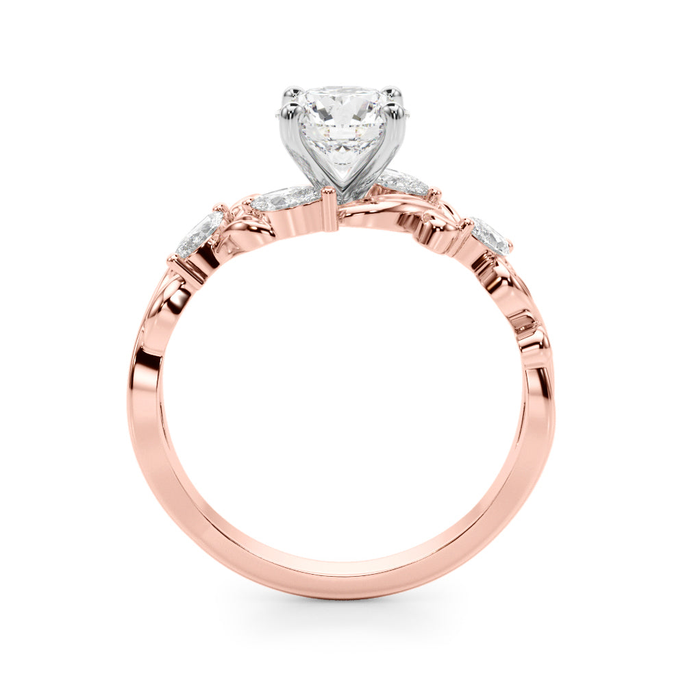 Refined Sidestone Marquise Diamond Engagement Ring in 10K/14K gold and platinum with certified lab-grown or natural diamonds