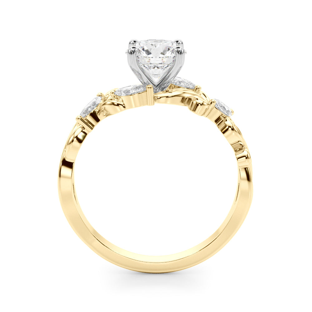 Refined Sidestone Marquise Diamond Engagement Ring in 10K/14K gold and platinum with certified lab-grown or natural diamonds