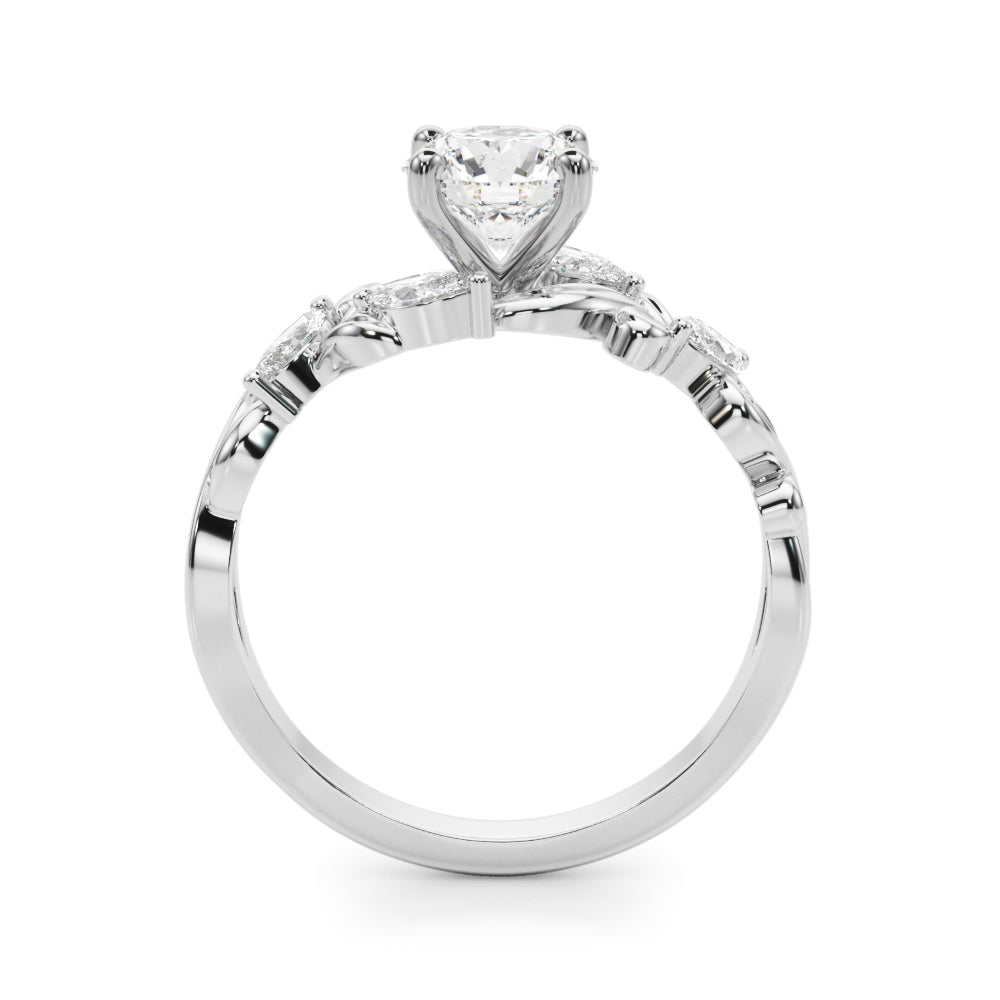 Refined Sidestone Marquise Diamond Engagement Ring in 10K/14K gold and platinum with certified lab-grown or natural diamonds