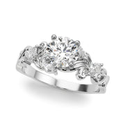 Refined Sidestone Marquise Diamond Engagement Ring in 10K/14K gold and platinum with certified lab-grown or natural diamonds