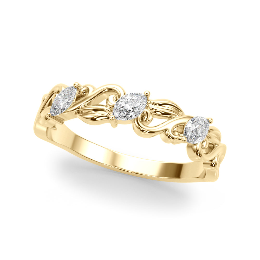 Nature Inspired Marquise Half Eternity Ring in 10K/14K gold and platinum with certified lab-grown or natural diamonds