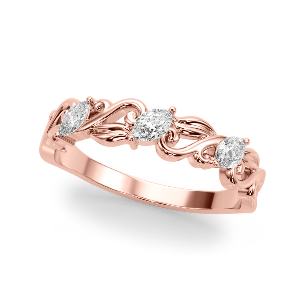Nature Inspired Marquise Half Eternity Ring in Gold & Platinum