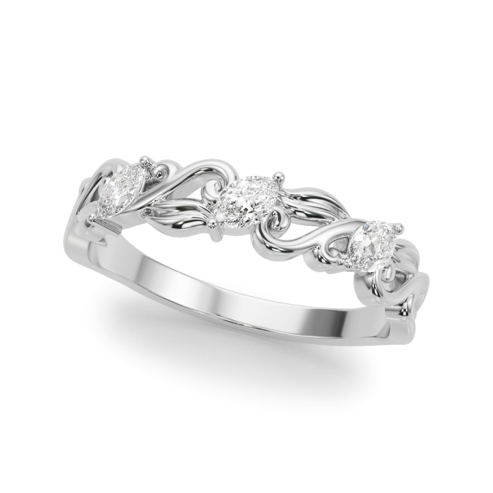 Nature Inspired Marquise Half Eternity Ring in Gold & Platinum