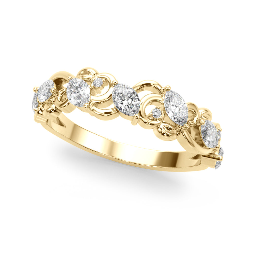 Nature Inspired Fancy Half Eternity Ring in 10K/14K gold and platinum with certified lab-grown or natural diamonds