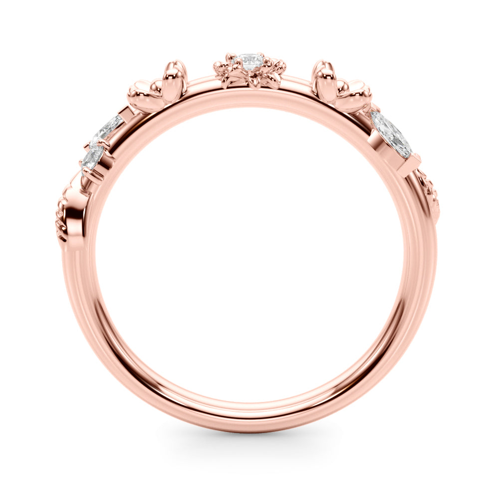 Floral Half Eternity Ring in Gold & Platinum