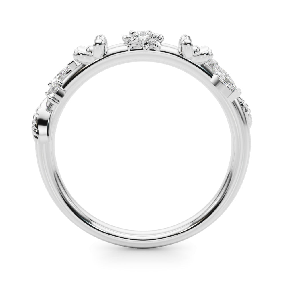 Floral Half Eternity Ring in Gold & Platinum