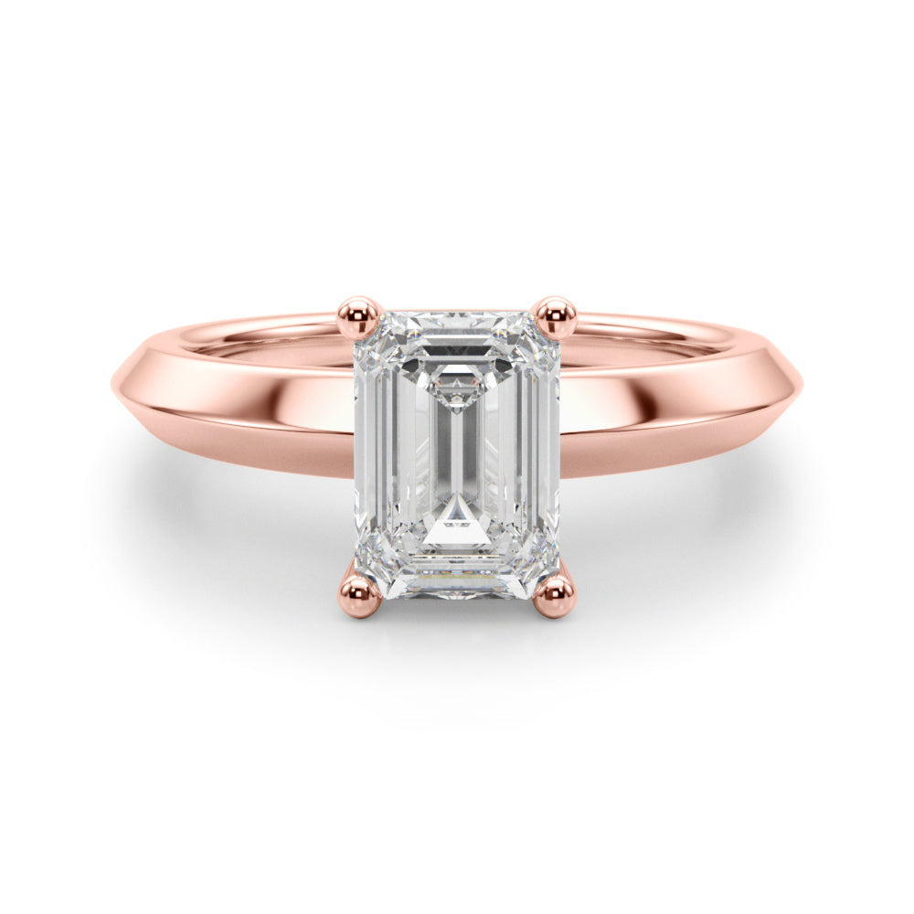 Sophisticated Knife Edge Solitaire Eng Ring Emerald Diamond Engagement Ring â€” 10K/14K Gold & Platinum