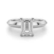 Sophisticated Knife Edge Solitaire Eng Ring Emerald Diamond Engagement Ring â€” 10K/14K Gold & Platinum