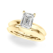 Sophisticated Knife Edge Solitaire Eng Ring Emerald Diamond Engagement Ring â€” 10K/14K Gold & Platinum