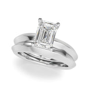 Sophisticated Knife Edge Solitaire Eng Ring Emerald Diamond Engagement Ring â€” 10K/14K Gold & Platinum