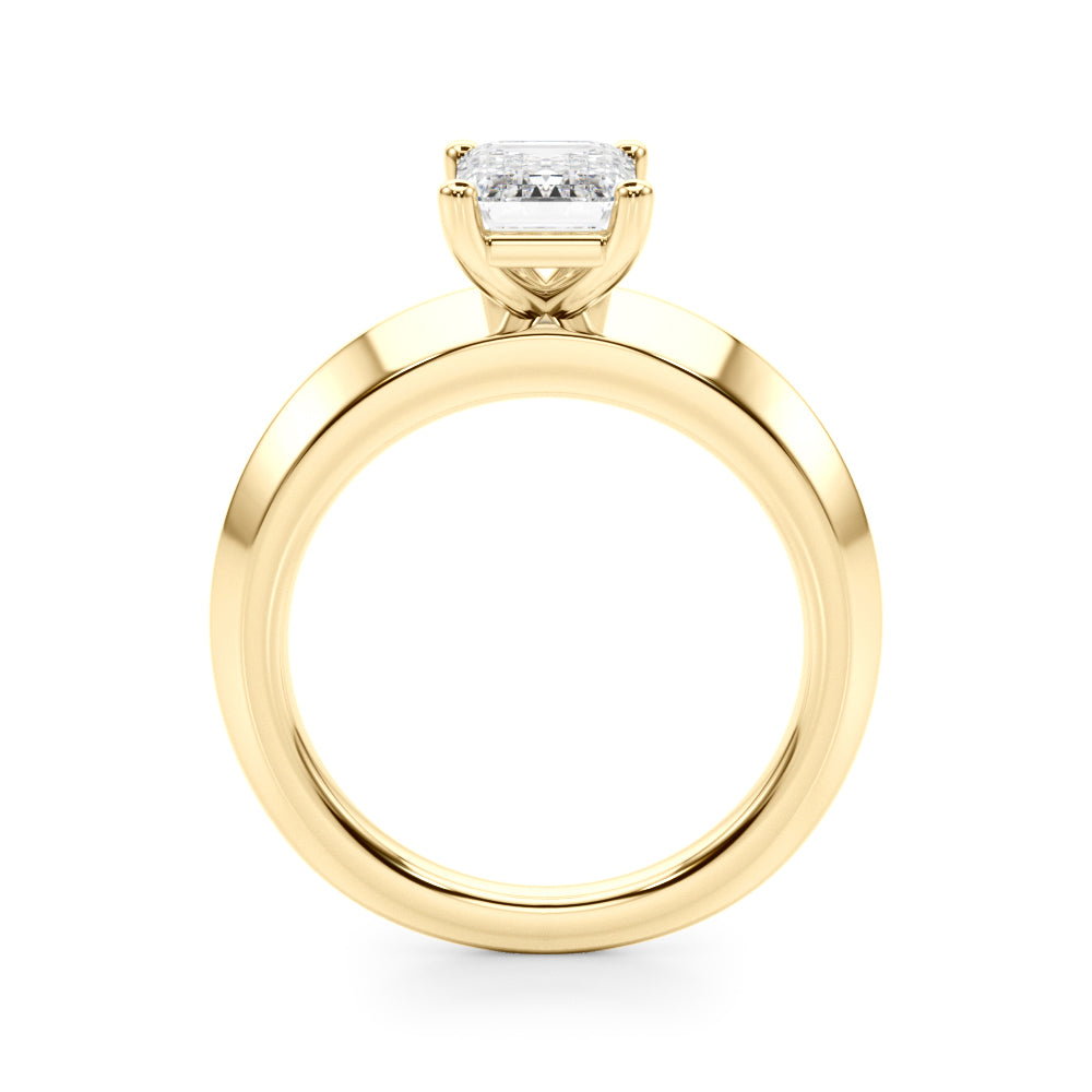 Sophisticated Knife Edge Solitaire Eng Ring Emerald Diamond Engagement Ring â€” 10K/14K Gold & Platinum
