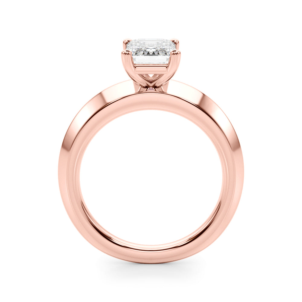 Sophisticated Knife Edge Solitaire Eng Ring Emerald Diamond Engagement Ring â€” 10K/14K Gold & Platinum