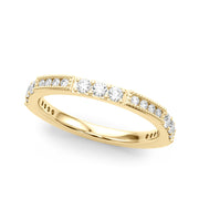 Alternating Milgrain & Prong Half Eternity Ring in 10K/14K gold and platinum with certified lab-grown or natural diamonds