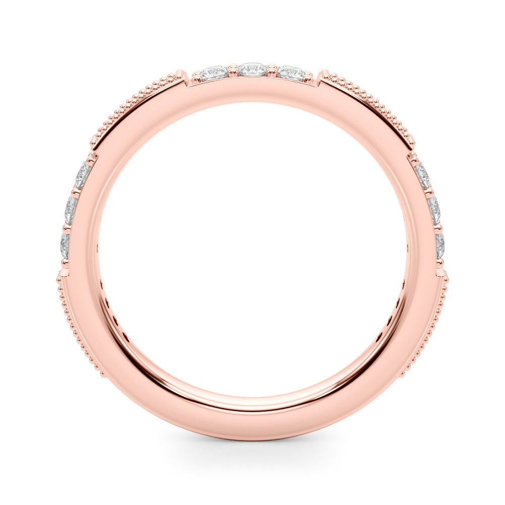 Alternating Milgrain & Prong Half Eternity Ring in Gold & Platinum