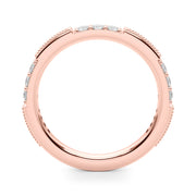 Alternating Milgrain & Prong Half Eternity Ring in Gold & Platinum