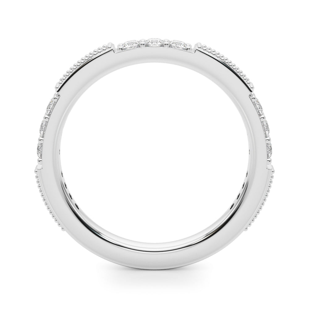 Alternating Milgrain & Prong Half Eternity Ring in Gold & Platinum