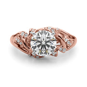 Opulent Sidestone Round Diamond Engagement Ring in 10K/14K gold and platinum with certified lab-grown or natural diamonds