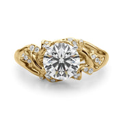 Opulent Sidestone Round Diamond Engagement Ring in 10K/14K gold and platinum with certified lab-grown or natural diamonds