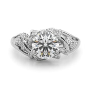 Opulent Sidestone Round Diamond Engagement Ring in 10K/14K gold and platinum with certified lab-grown or natural diamonds
